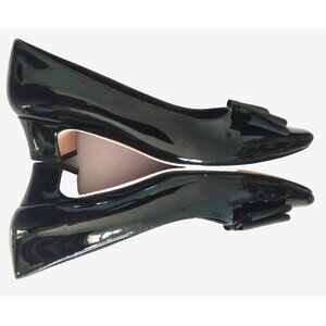 VANELI Women's Austine Slip-On Patent Leather Heeled Pumps Black Bows - 9M